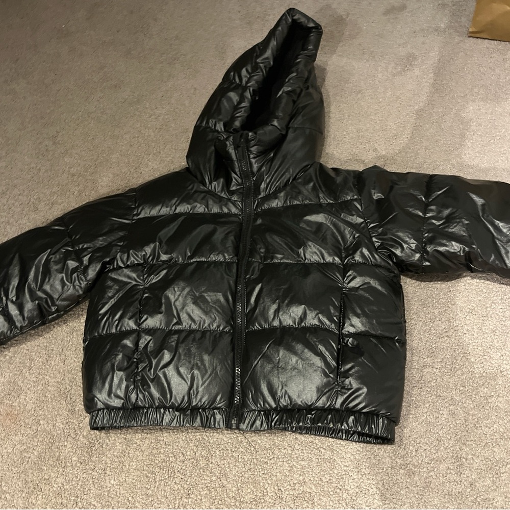 Kids Black Puffer Jacket cropped